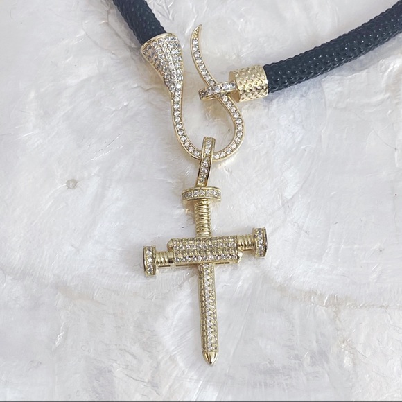 Gold Dipped 925 Silver CZ Hip Hop Cross Necklace